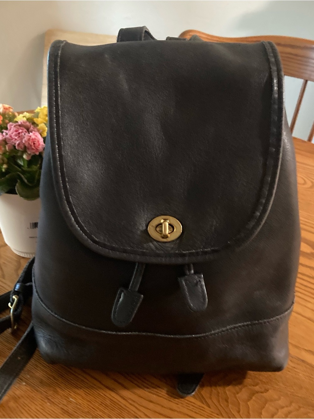 Coach Black Leather Backpack with Gold Hardware - Picture 7 of 15